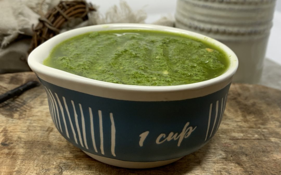 Keto Pesto Sauce with Goat Cheese and Cashews Trina Krug