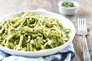 Keto Almond Pesto Zucchini Noodles