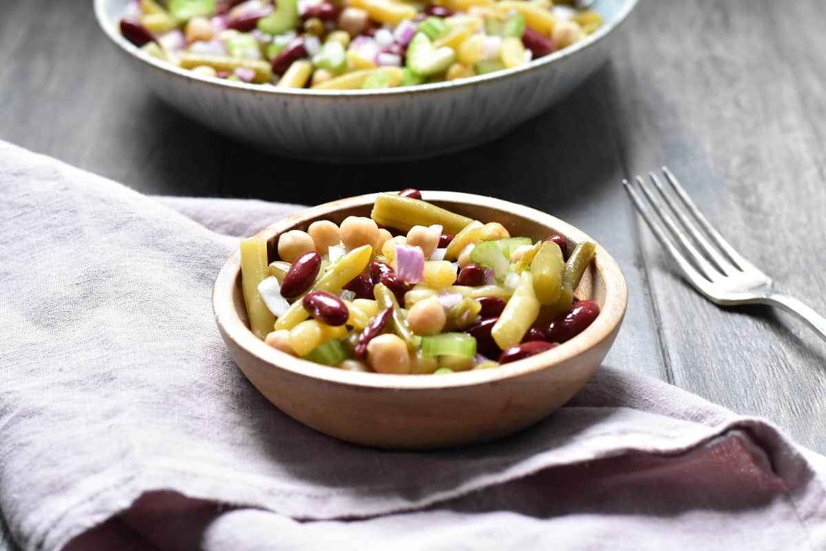 4 bean salad in a bowl.