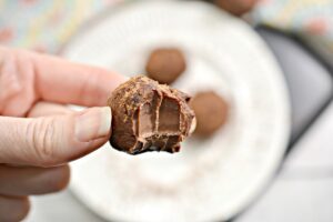 Chocolate Keto Truffles with bite taken out