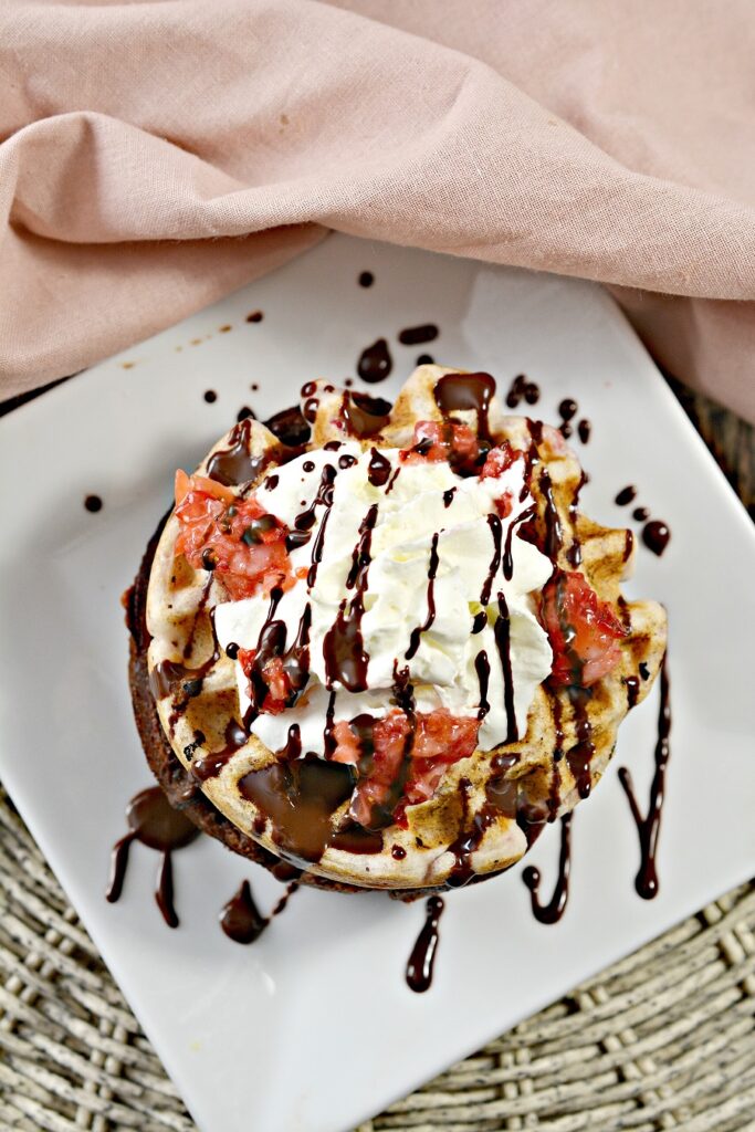 Keto Neapolitan Chaffles on white plate