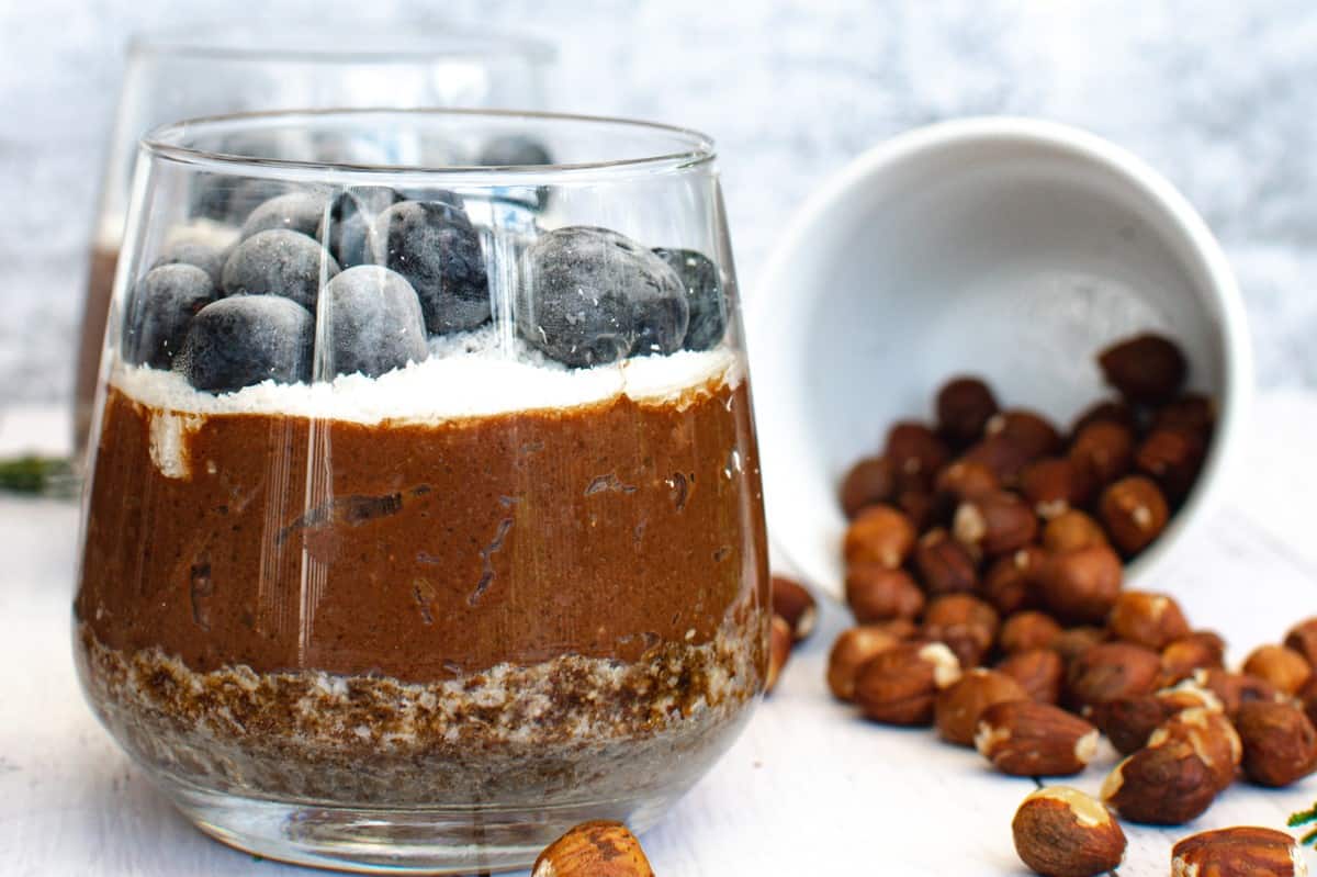Toasted Hazelnut and Chocolate Dessert Cups close-up.