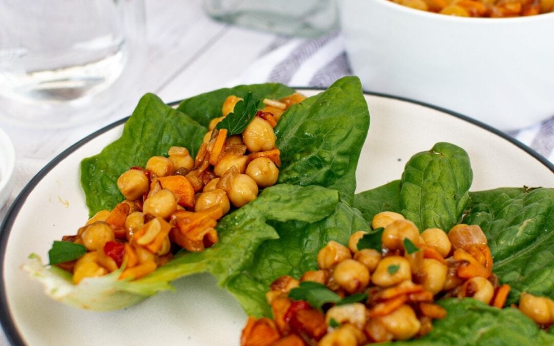 Low Carb Vegetarian Lettuce Wraps with Teriyaki Chickpeas