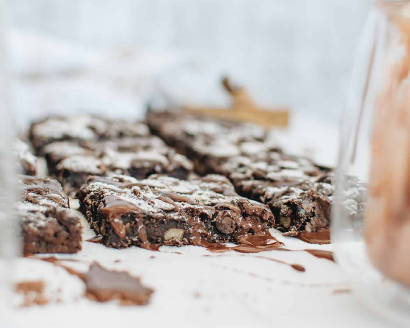 Black Bean Brownies on a white surface.