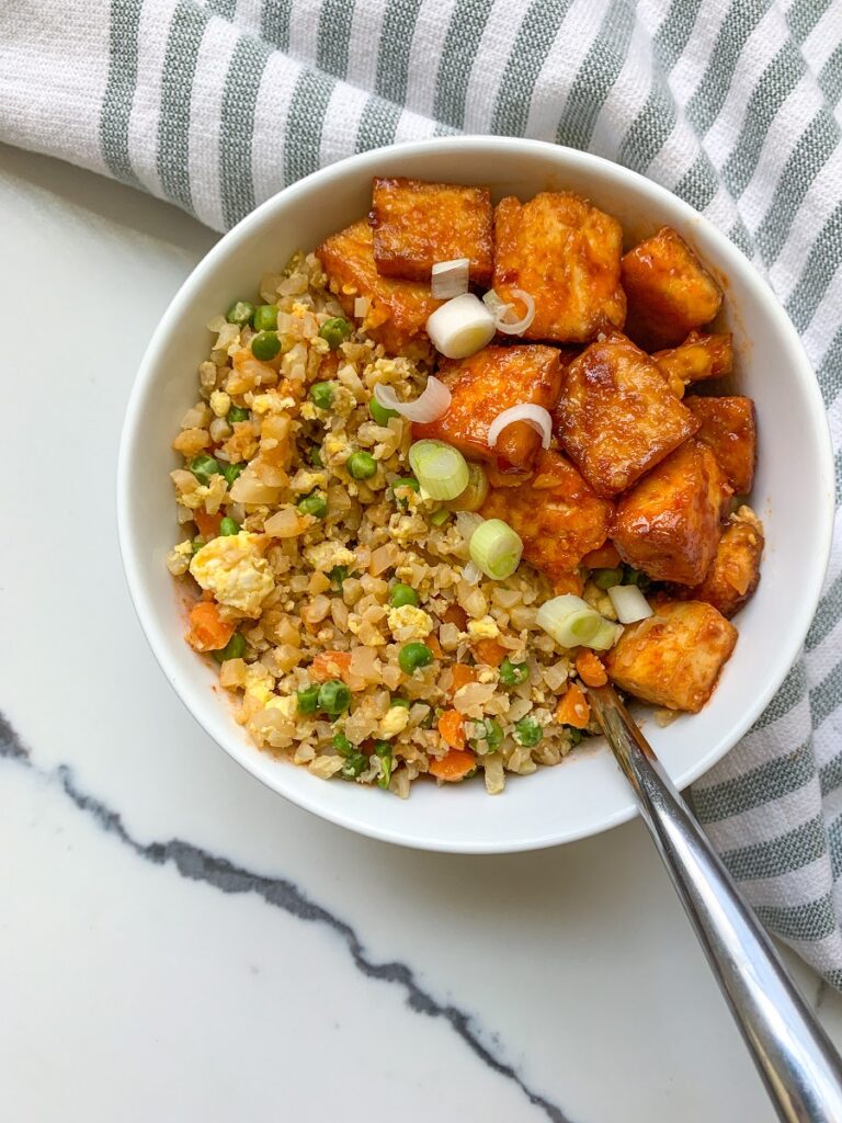 Spicy Tofu and Fried Cauliflower Rice