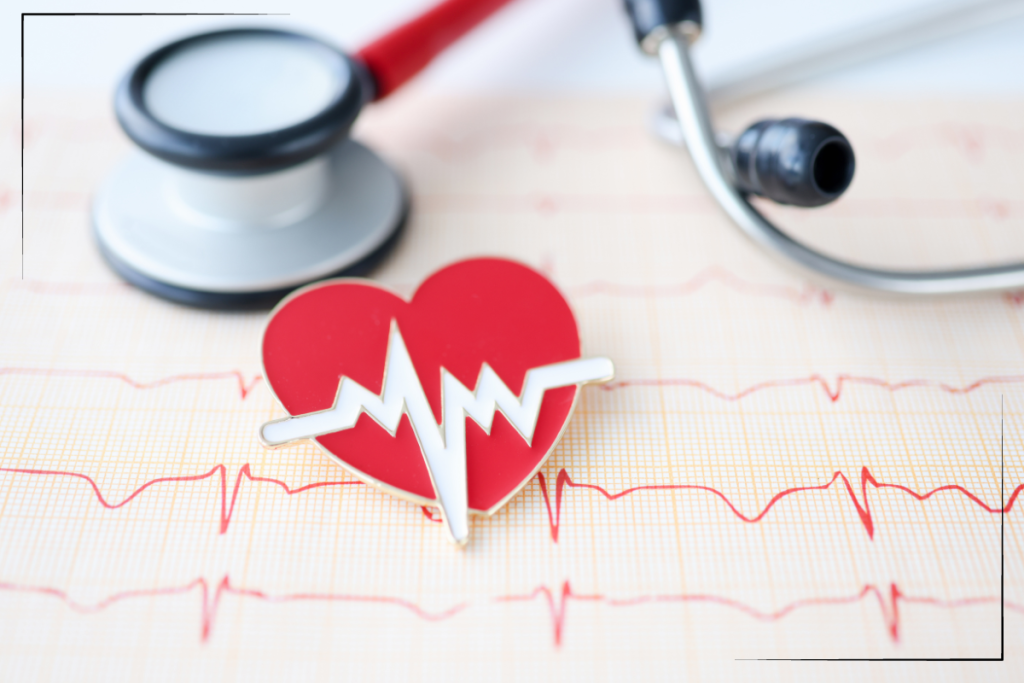 A heart with heartbeat patterns.