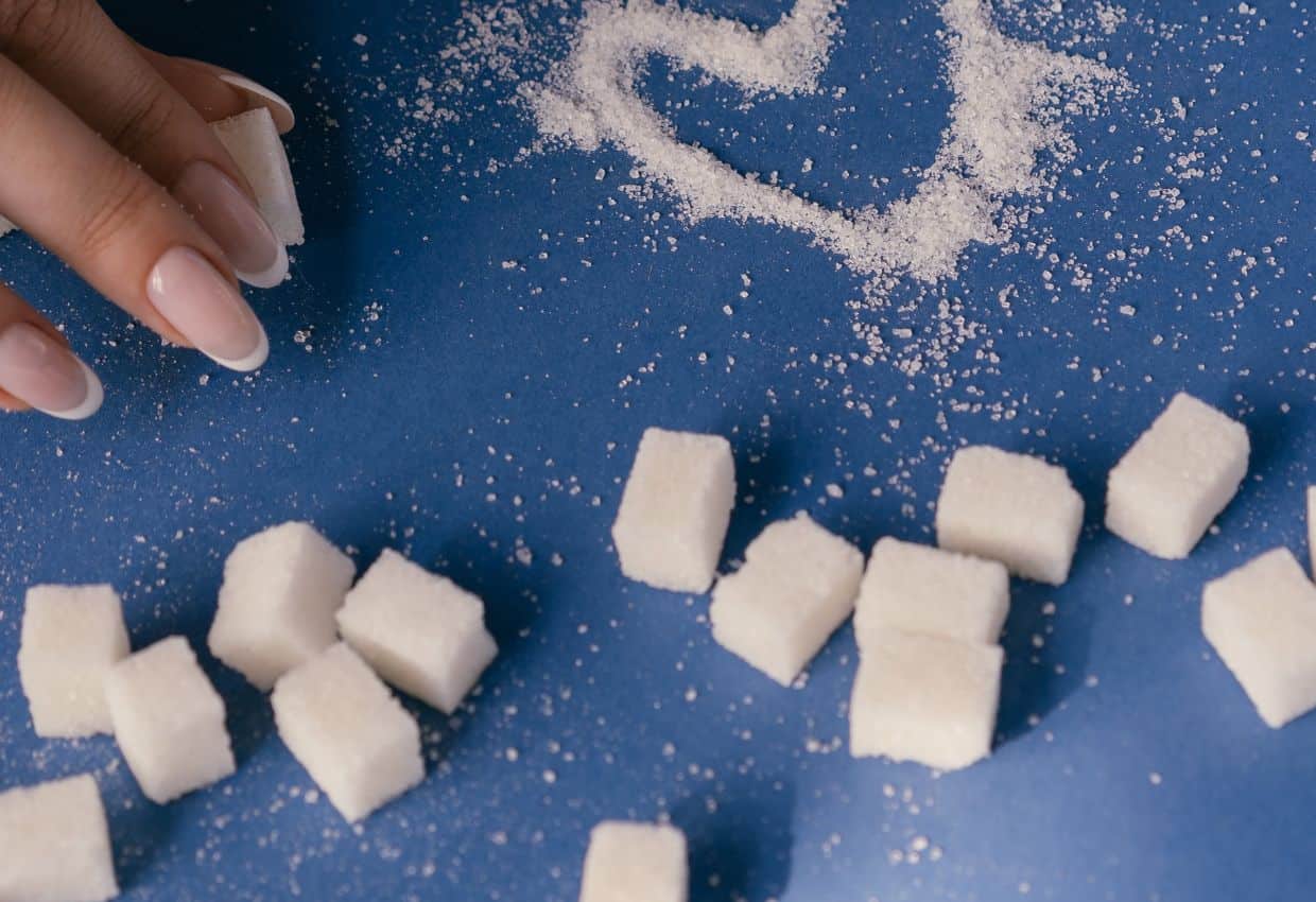 Sugar in the shape of a heart.