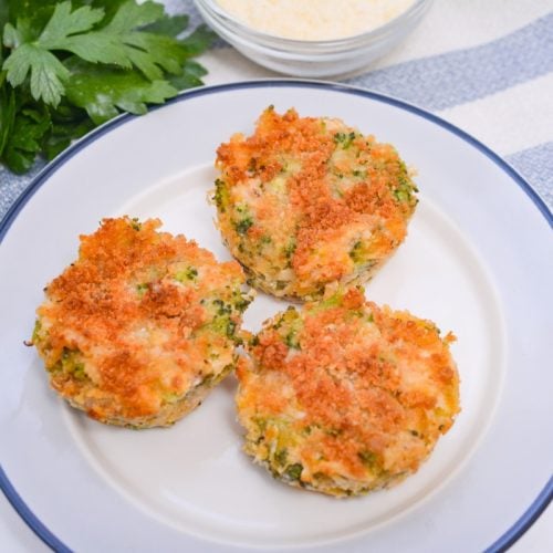 Cheesy Chicken and Broccoli Casserole on a white plate.