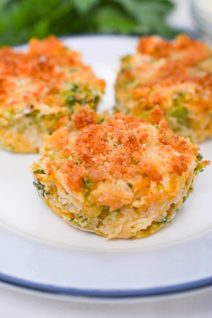 Cheesy Chicken and Broccoli Casserole on a white plate.