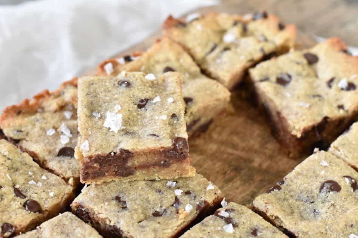 Keto Chocolate Chip Bars close up.
