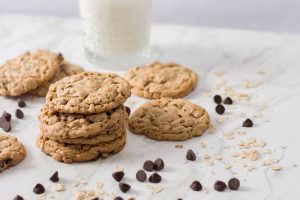 Peanut Butter Oatmeal Cookies with milk.