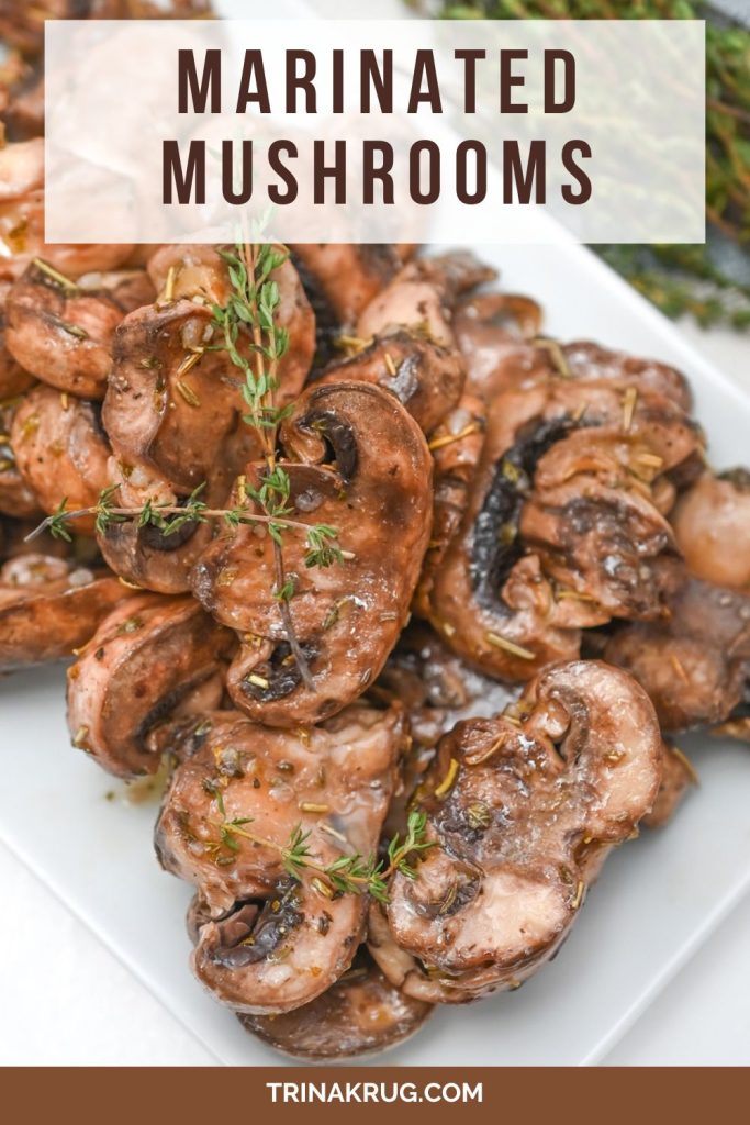 Marinated Mushrooms Pinterest Pin.