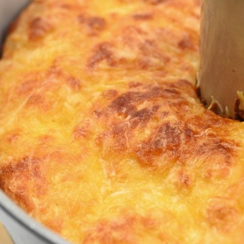 Cheesy Garlic Monkey Bread in a bundt pan.