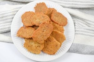 Carnivore Crackers on a white plate.