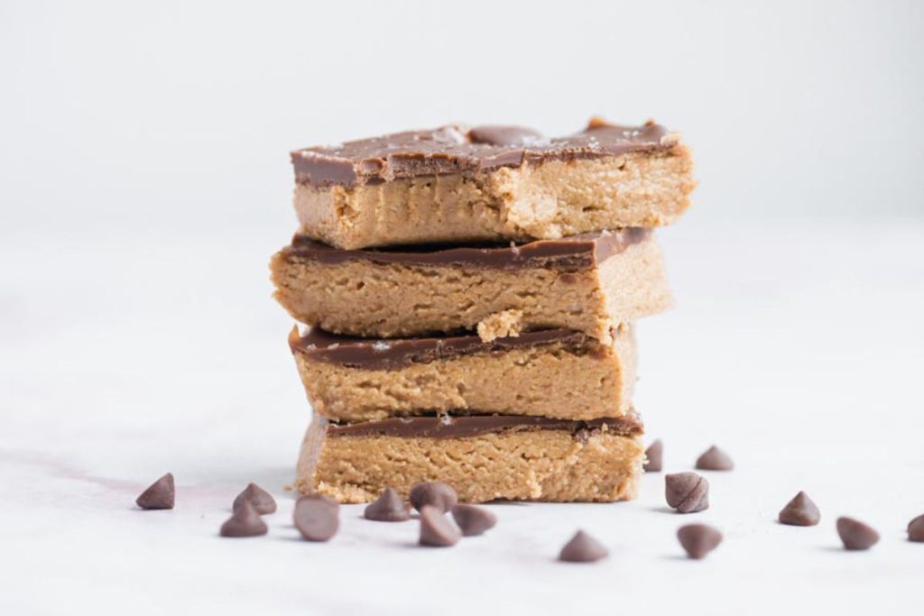 Peanut Butter Bars stacked 4 high.