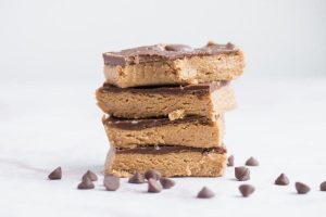Peanut Butter Bars stacked 4 high.