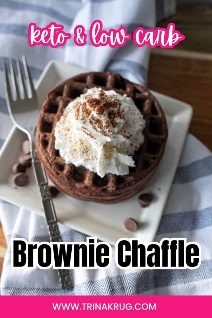Keto Brownie Chaffle on a white plate.