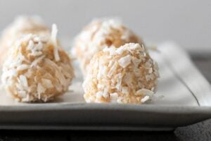 No Bake Peanut Butter Balls on a plate.