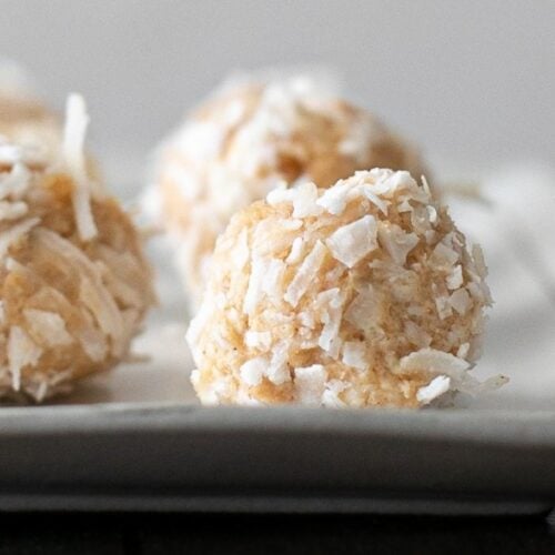 No Bake Peanut Butter Balls on a plate.