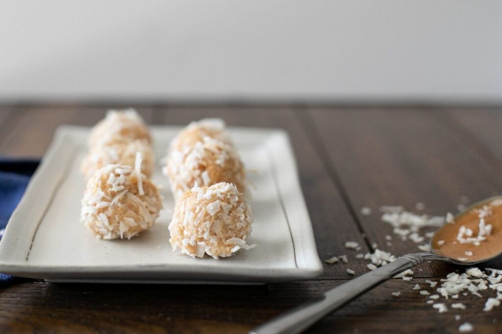 No Bake Peanut Butter Balls on a plate.