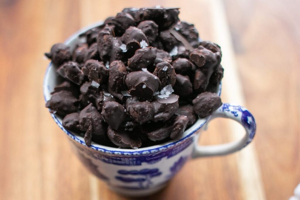 Chocolate Covered Espresso Beans in a cup.