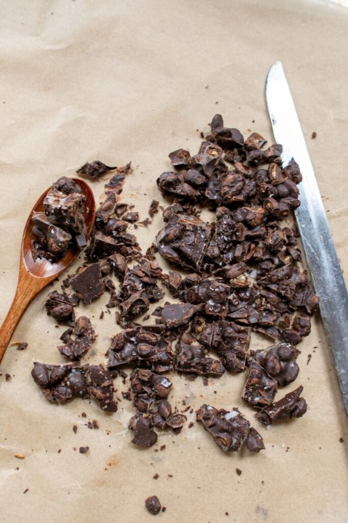 Chocolate Covered Espresso Beans on parchment paper.