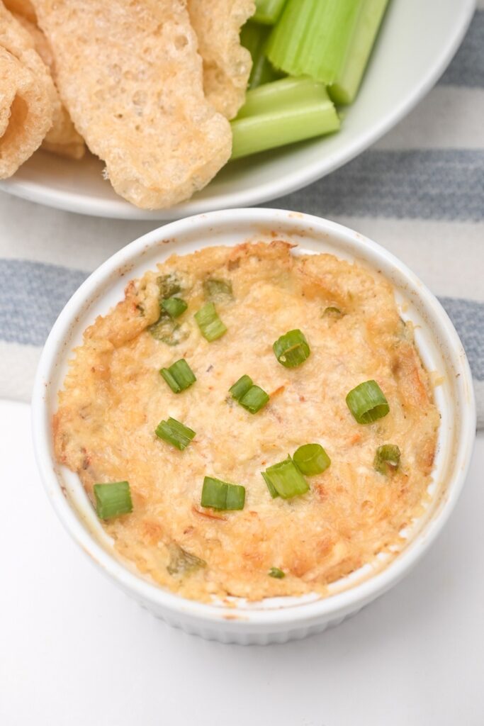 Keto Crab Ragoon Sauce in a white bowl.