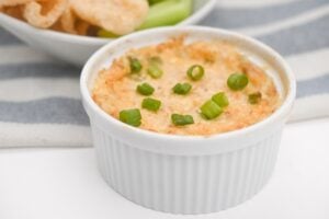 Keto Crab Ragoon Sauce in a white bowl.