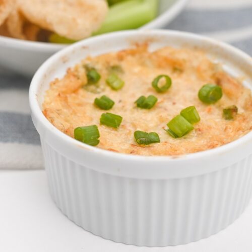 Keto Crab Ragoon Sauce in a white bowl.