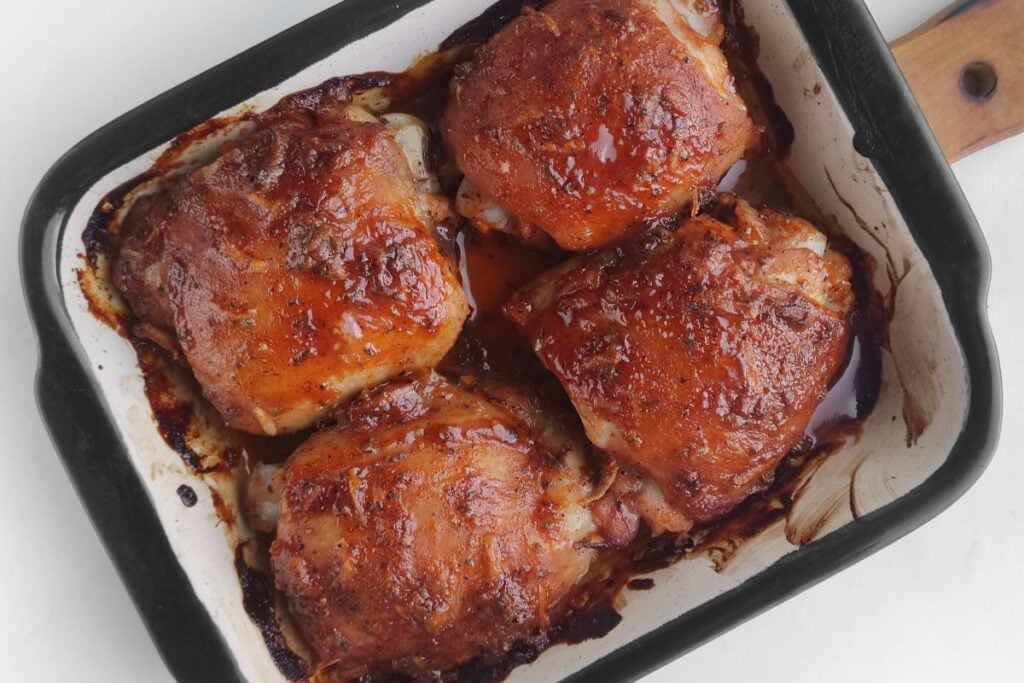 Keto Honey Mustard Chicken in a baking dish.