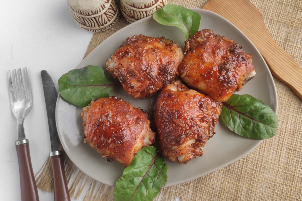 Keto Honey Mustard Chicken on a plate.