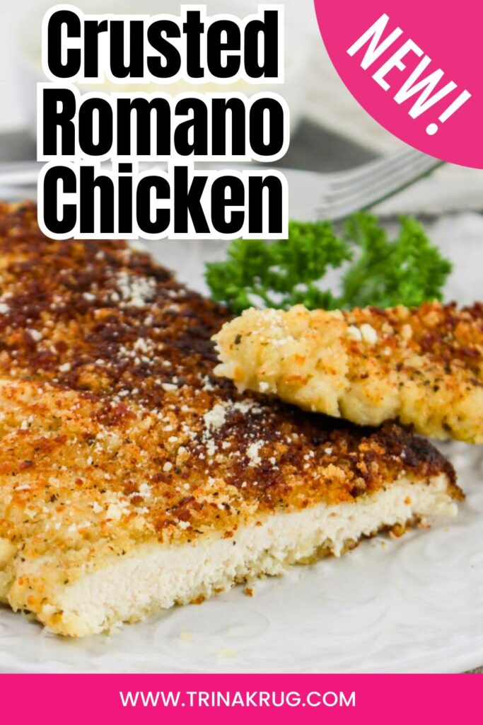 Crusted Romano Chicken Pinterest pin.
