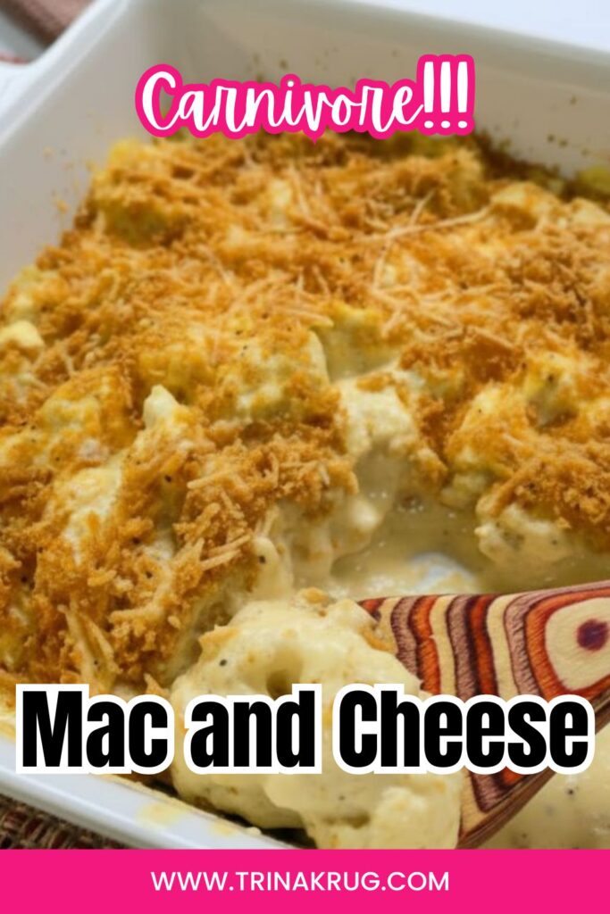 Carnivore Mac and Cheese in a baking dish.