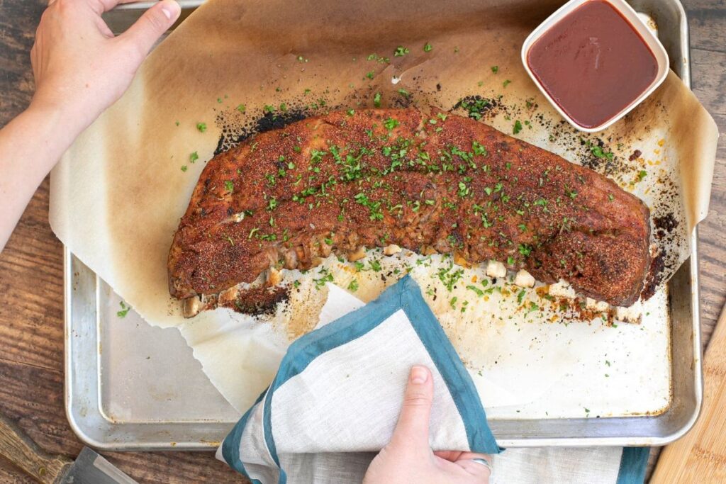 Keto Instant Pot Ribs on a cutting board.