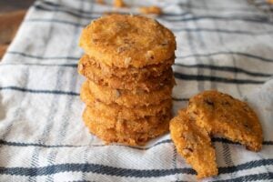 Low Carb Crackers stacked.