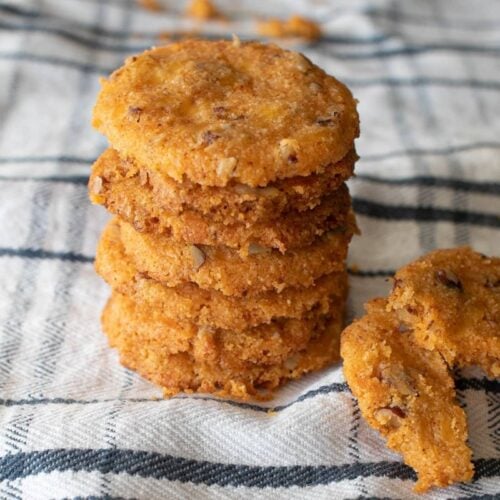 Low Carb Crackers stacked.