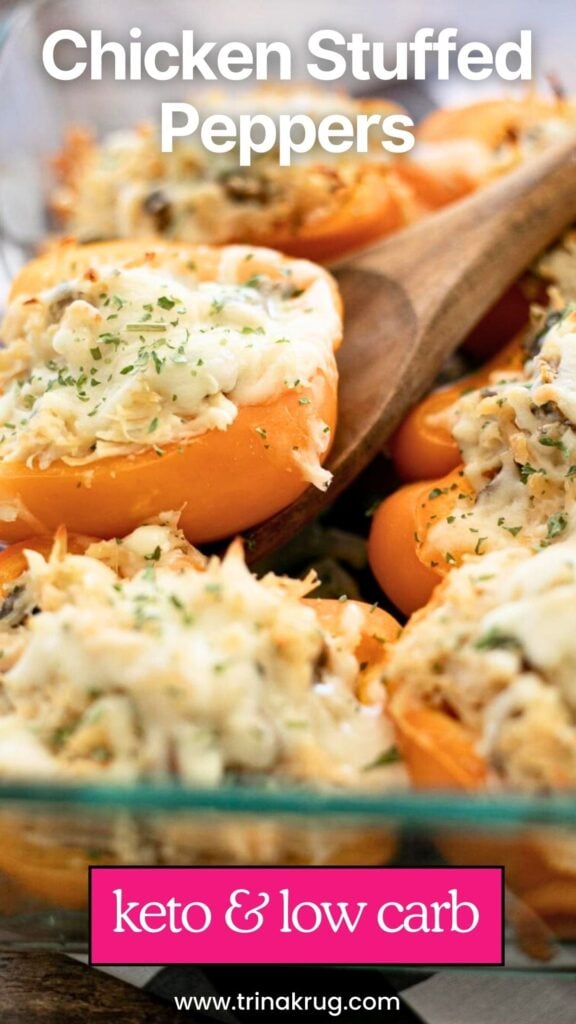 Low Carb Chicken Stuffed Peppers Pinterest pin